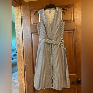 WHBM stripe sleeveless dress with belt